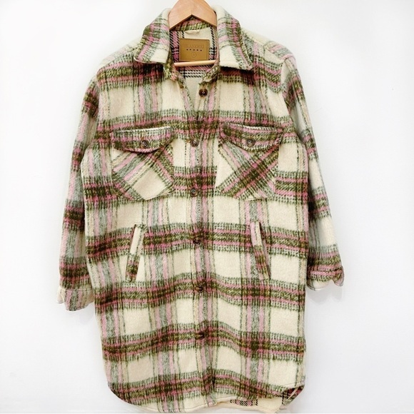 Plaid Tartan Long Line Duster Button Down Shirt Jacket - Picture 1 of 4